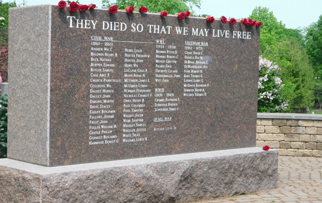 Penfield veterans memorial stone
